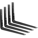 Lot de 4 Équerres Étagère de Fixation Murale en Métal 220mm x 155mm, Robuste Support d'Angle pour Étagères Flottantes, Etagères en Bois - Noir