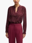 BOSS Banora Silk Top, Burgundy