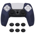 PlayVital 3D Studded Edition Midnight Blue Ergonomic Soft Silicone Case Grips for ps5, Rubber Protector Skins with 6 Thumbstick Caps for ps5 Controller – Compatible with Charging Station