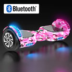 Hoverboard Self Balancing Hoverboard For Kids And Adults,Connect Bluetooth To Play Music,Can Load 130KG, Maximum Speed 15gKM/H, Maximum Mileage About 34KM (Color : Pink)