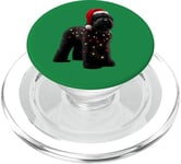 Chapeau de Père Noël Terrier Russe Noir Lumières de Noël Propriétaire Chien PopSockets PopGrip pour MagSafe