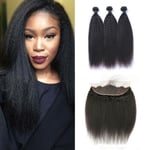 12A BRAZILIAN VIRGIN HUMAN HAIR KINKY STRAIGHT 3BUNDLES 18+18+18&18 FRONTAL 13X4