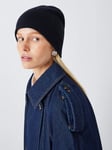 John Lewis Wool Blend Double Layer Knit Beanie Hat, Navy