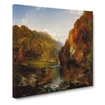 The Hudson River Vol.2 by Thomas Cole Classic Painting Canvas Wall Art Print Ready to Hang, Framed Picture for Living Room Bedroom Home Office Décor, 20x20 Inch (50x50 cm)