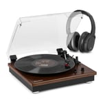 RP112D Vinyl Record Player with Bluetooth and Wireless Headphones - Dark Wood