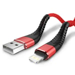 USB-kabel för iPhone 11 12 13 14 Pro X XS Max 6 7 8 Plus SE Apple iPad Snabbladdningskabel Original Mobilladdare Datakabel Röd Red 3m