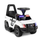 GOPLUS Voiture de Police Électrique pour Enfants, Voiture Électrique à Batterie de 6V avec Mégaphone, Sirène et Lumières, Jouet Électrique avec Fonctions Musicales (Blanc)