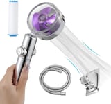 Pommeau de douche haute pression avec filtre-Pommeau de douche haute pression rotatif à 360°-Avec tuyau de 1,5 m et support (violet)