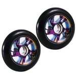 Bamyli 110mm Scooter Wheels,2Pcs Pro Stunt Scooter Replacement Wheels,Colorful PU Roller Wheels with ABEC-9 Bearings,Fit For Razor Apollo Cox Swain Freestyle Scooters