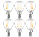 Lot de 6 Ampoule LED E14, LED rondes P45 Culot Edison à vis E14, 4W Equivalente à Ampoule Halogène 40W Ampoules E14 Vintage, Verre 2700K Blanc Chau Rétro E14 LED Filamento pour Éclairage Décoratif