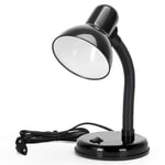 Aigostar Vintage Lampe de Bureau, Lampe de Table Retro avec Prise, Sans Ampoule, Compatible avec Les Ampoules LED Modele E27, Colonne de Lampe Reglable, Noir