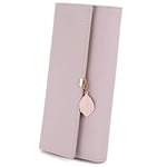 UTO Portefeuille Femme Filles Longue Porte-Monnaie à glissière Feuille Pendentif Cuir Synthétique Rosé Rose