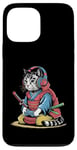 Coque pour iPhone 13 Pro Max Japon Kawaii Cat Samurai Casque Casque Manette de Jeu Vidéo