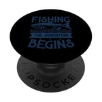 Best Fun Adult Men Humour Fishing - The Adventure Begins PopSockets PopGrip Adhésif