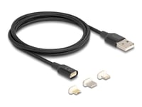 Delock - Usb-Ladeadaptersett - Usb (Hann) Til Lightning, Micro-Usb Type B, 24 Pin Usb-C (Hann) Magnetisk - Usb 2.0 - 5 V - 3 A - 1 M - Svart