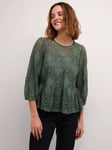 KAFFE Paula Lace Peplum Detail Blouse, Laurel Wreath