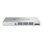 TP-Link Omada Pro 24-Port PoE+ Gigabit L2+ Managed Switch with 4 SFP Slots 250 W PoE Budget: 24x 802.3at/af-compliant PoE+ ports with a total power