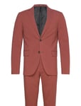 Lindbergh Plain Mens Suit - Normal Lenght Röd