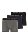 ANTONIO ROSSI (3/6 Pack) Men's Fitted Boxer Hipsters - Mens Boxers Shorts Multipack with Elastic Waistband - Cotton Rich, Comfortable Mens Underwear, Black, Grey, Navy (3 Pack), XL