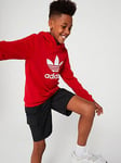 adidas Originals Older Unisex Trefoil Hoodie - Dark Red, Red, Size 7-8 Years