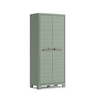 Keter Armoire Haute Planet Outdoor en Résine Multifonctions pour Intérieur et Extérieur - Étagères et Pieds Ajustables - Canessable - 80 x 44 x 182 cm - Vert Jade -80% Recyclé - Packaging renforcé