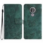 Skin-touch PU-läderfodral med fjärilsmönster, stativ och plånboksfunktion för Motorola Moto G7 Power (FMY) Multicolor Style E