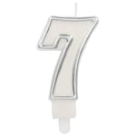 Folat 24167 Candle Simply Chique Silver Number 7-9 cm-Cake Decorations for Birthday Anniversary Wedding Graduation Party, 9 cm