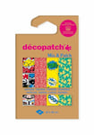 Décopatch DP039C - Une Pochette de 4 Feuilles Décopatch - Dimensions : 30 x 40 cm - Papiers imprimé, Vert, jaune - Mix & Patch - A partir de 5 ans, DIY, création, rénovation, activité créative