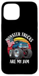 iPhone 15 Monster Trucks Are My Jam Funny 4x4 Monster Truck Cartoon Case