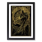 Big Box Art Golden Lady by Alphonse Mucha Framed Wall Art Picture Print Ready to Hang, Black A2 (62 x 45 cm)