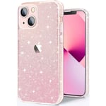 Kompatibel med iPhone 13 Skal Genomskinlig Glitter Sparkle Bling Glittrande Stötsäker Skyddande Söt Smal Tunn Telefonfodral Cover för Kvinnor Flickor - 6,1 tum