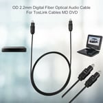 2m Digital Fiber Optical Audio Cable For TosLink Cables OD2.2mm MD DVD Black