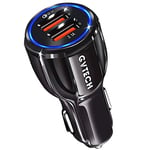 Car Charger Adaptor, GVTECH 34W/6A QC 3.0 Dual Port USB Car Charger, Mini Flush Cigarette Lighter USB Adapter 12V in Car Phone Charging Compatible with iPhone 14/13/12/11/Pro/Max, Galaxy S22/S21/20/10