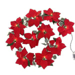 2m 10 LED-lampor Julstjärna Blommor Slingljus Girlang Jul Dekoration