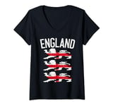 Womens Retro England Flag Lions. Classic Mens, Womens, Kids England V-Neck T-Shirt