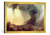 Kunst für Alle 'Image encadrée de Joseph Mallord William Turner Snow Storm : Hannibal and His Army Crossing The Alps, d'art dans Le Cadre de Haute qualité Photos Fait Main, 60 x 40 cm, Or Raya