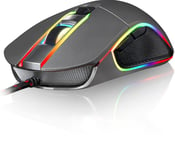 KLIM AIM Souris de Jeu Chroma RGB - PRÉCISE - USB Filaire - 500 à 7000 DPI Ajustables - Boutons Programmables - Confortable pour Toute Taille de Main - Ambidextre Excellent Grip Gamer Gaming PC PS4 [ Nouvelle Version ] Gris