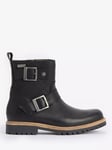 Barbour Bramble Leather Biker Boots, Black