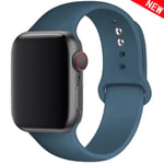 Silikonrem för Apple Watch Band 45mm 44mm 42mm 49mm 41mm 40mm 38mm armband iwatch Series 8 7 9 SE 4 3 5 Ultra 6 - Storm blue new-Storm blue 42 44 45 49 mm S-M