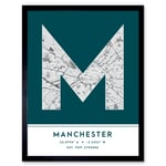 Manchester England United Kingdom City Map Modern Typography Stylish Letter Framed Word Wall Art Print Poster for Home Décor