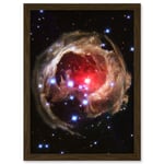 Hubble Space Telescope Image Light Echo Illuminates Dust Spiral Around Red Supergiant Star V838 Monocerotis Explosion Art Print Framed Poster Wall Dec