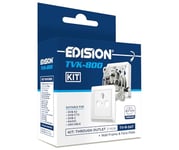 EDISION Prise Satellite TV TVK-800 KIT: Prise de Passage TV-R-Sat 3 connecteurs Compris la Caratula et Cadre de Montage, DVB-S2, Unicable, DVB-T/T2, DVB-C, Radio, FM, Dab+, Passe DC, 3 Sorties