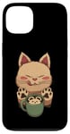 Coque pour iPhone 13 Kawaii Kitty Latte Little Mouse Tasse à café Motif chat