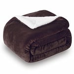 SOCHOW Sherpa Plaid Couverture Polaire Marron 150 x 200 cm, Couverture Double Face Super Douce Luxurieuse Couverture en Peluche