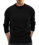 Aotoyou Homme Pull Homme Pull en Maille Fine à Col Rond Pullover Manches Longues Tissu Doux Noir XXL