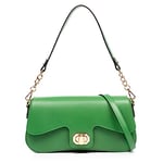 FIRENZE ARTEGIANI. Anzano Women's Crossbody Bag Genuine Leather Sauvage Finish 27.5 x 10 x 14 cm Colour: Green, green, Utility