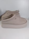 UGG TAZZ PLATFORM SLIPPERS Natural Suede UK Size 5 New In Box Fast Delivery