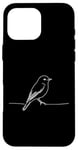 Coque pour iPhone 16 Pro Max Line Art Oiseau et ornithologue Moucherolle aulne