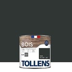 TOLLENS - Peinture extérieure bois 2 en 1 - Ultra Résistante - Finition Satin - Laque Riche en Résine - Pour Toute Boiserie Extérieure - Sans Sous-Couche - Noir - 0,5L = 8m2