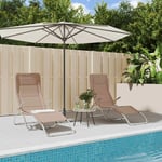 Lot de 2 Chaises Longues Pliables Bain de Soleil Taupe Textilène et Acier vidaX